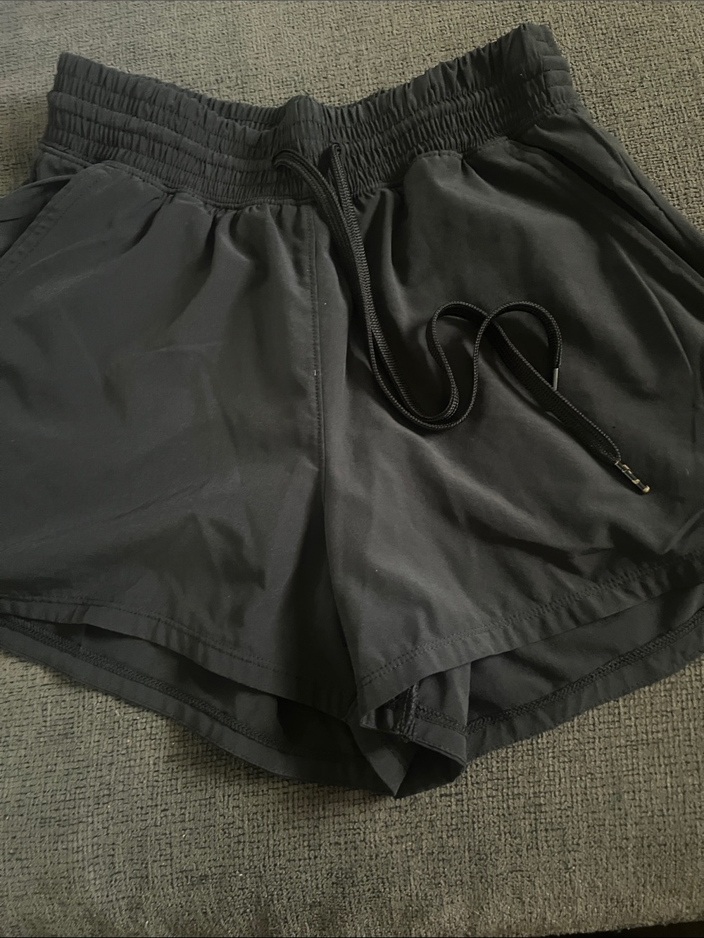 Women’s Black Athletic Drawstring Shorts with Elastic Waist